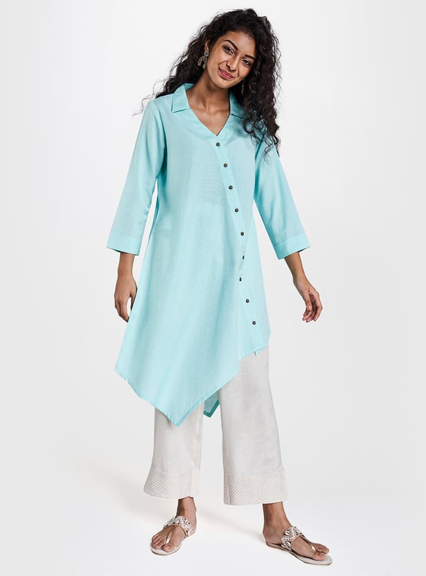 GLOBAL DESI Women Solid Tunic with Asymmetric Hem