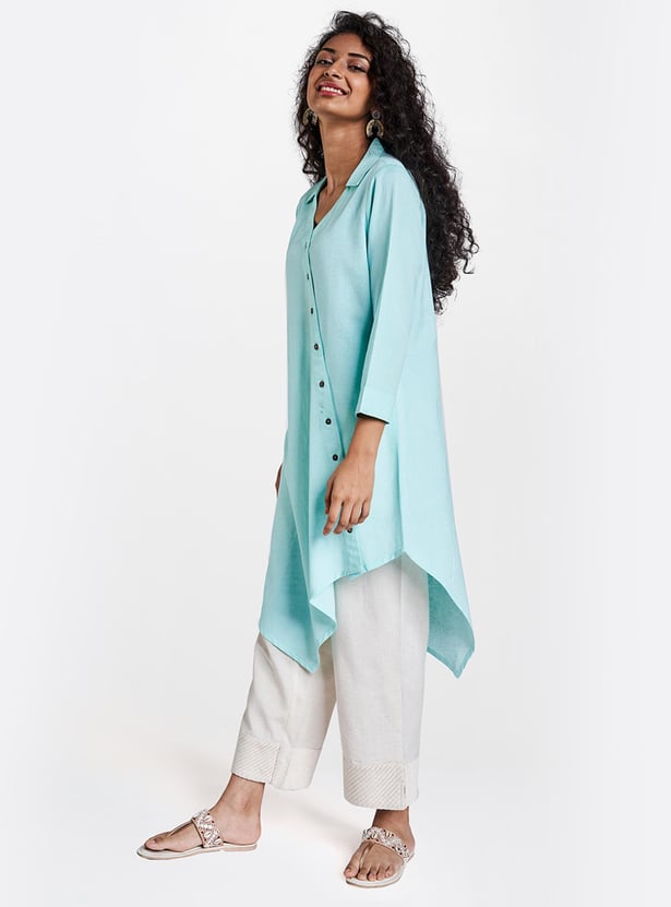GLOBAL DESI Women Solid Tunic with Asymmetric Hem