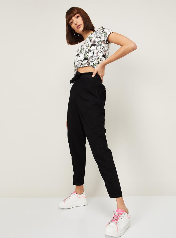 Buy KRAUS Women Solid Paper Bag Pants from Kraus at just INR 1595.0