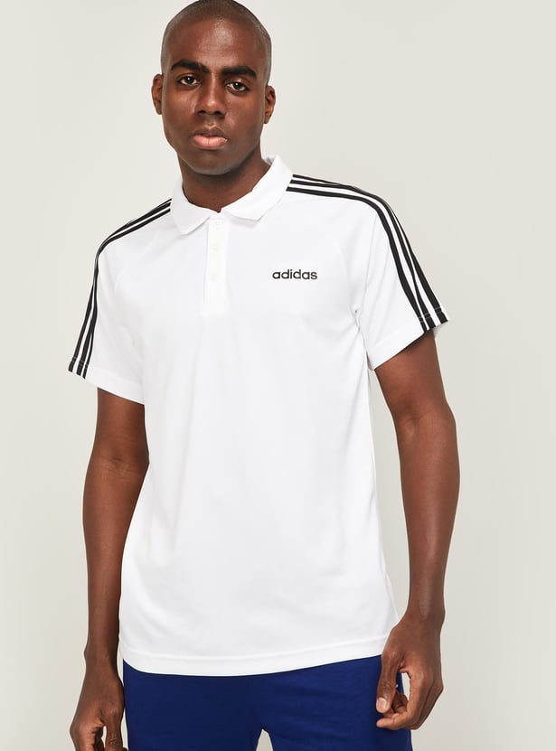 Adidas white shops striped shirt