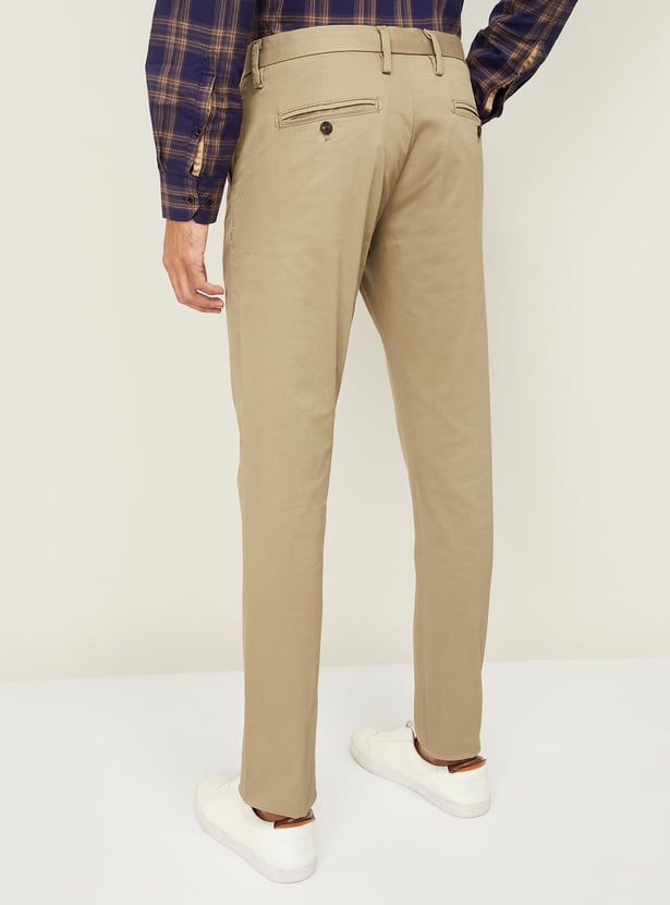 INDIAN TERRAIN Men Solid Slim Fit Casual Trousers