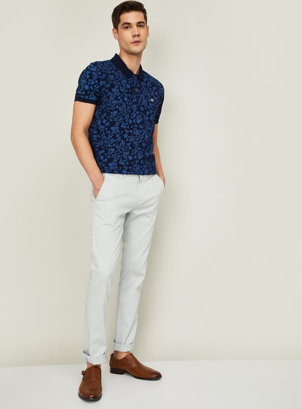 V DOT Men Solid Slim Tapered Fit Trousers