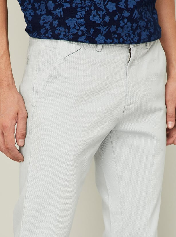 V DOT Men Solid Slim Tapered Fit Trousers