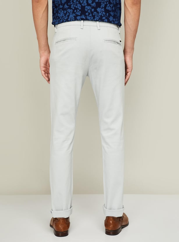 V DOT Men Solid Slim Tapered Fit Trousers