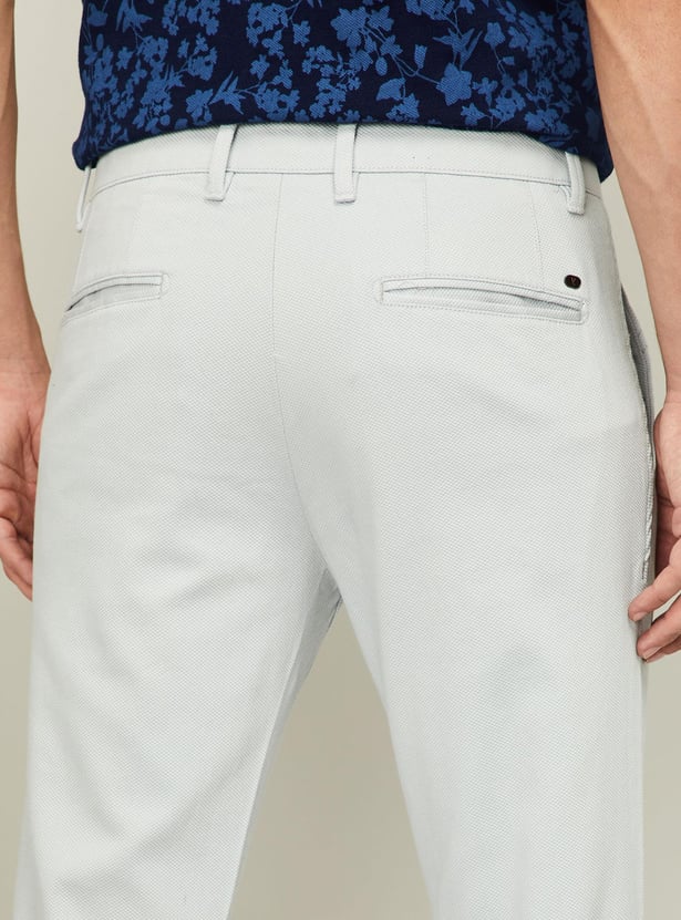 V DOT Men Solid Slim Tapered Fit Trousers