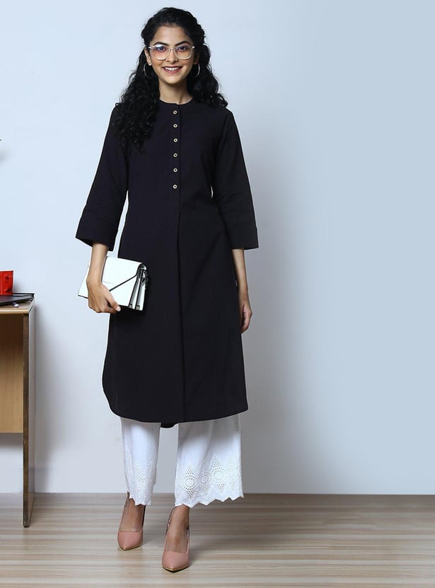 BIBA Women Textured Straight Kurta