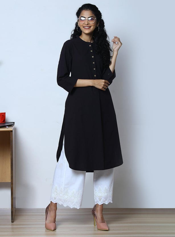 BIBA Women Textured Straight Kurta