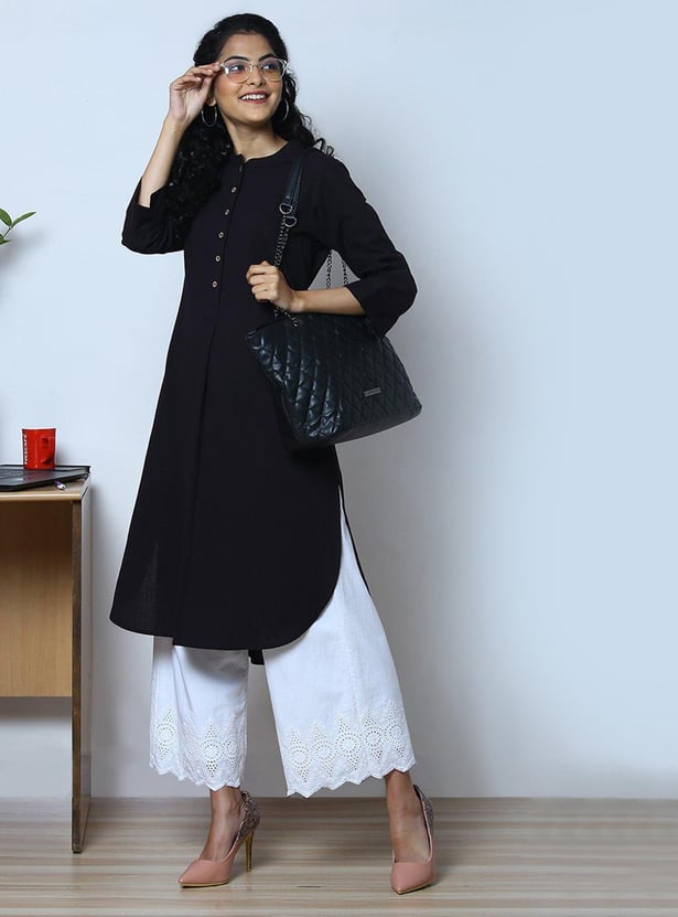 BIBA Women Textured Straight Kurta