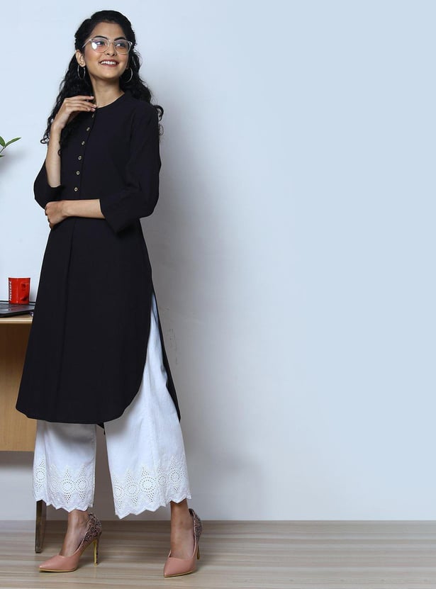 BIBA Women Textured Straight Kurta