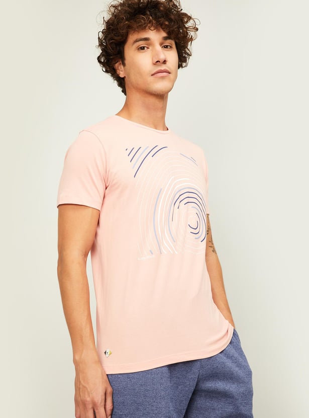 ALLEN SOLLY Men Printed Regular Fit Crew Neck T-shirt