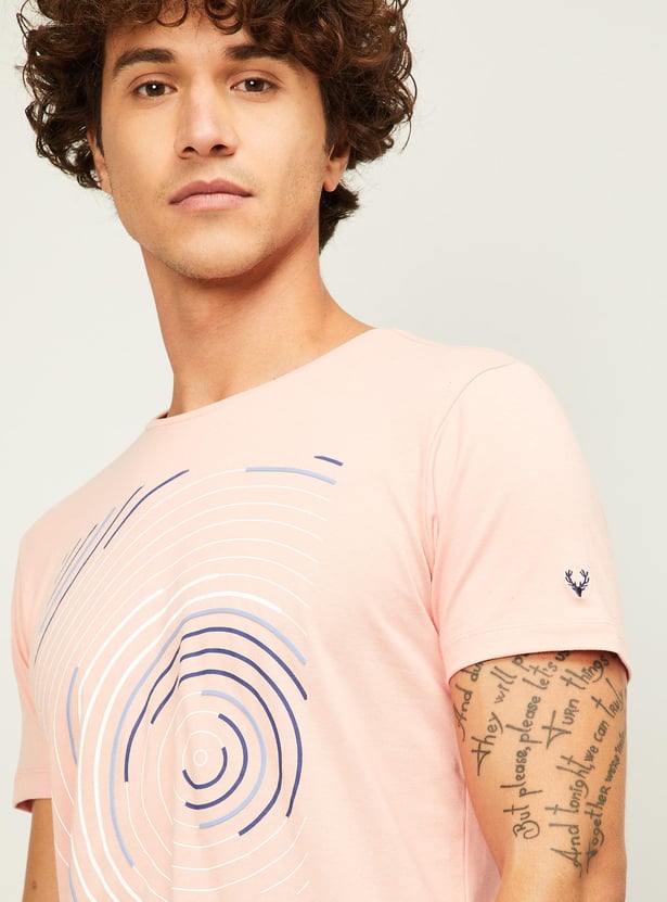ALLEN SOLLY Men Printed Regular Fit Crew Neck T-shirt