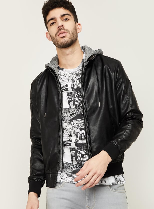 Buy BOSSINI Men Solid Hooded Bomber Jacket from Bossini at just