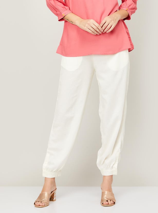 GLOBAL DESI Women Solid Straight Pants