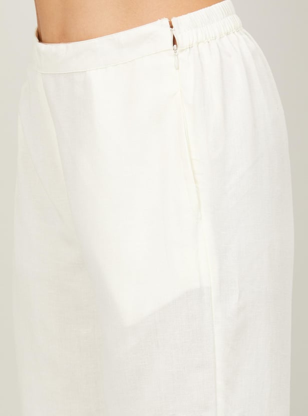 GLOBAL DESI Women Solid Straight Pants