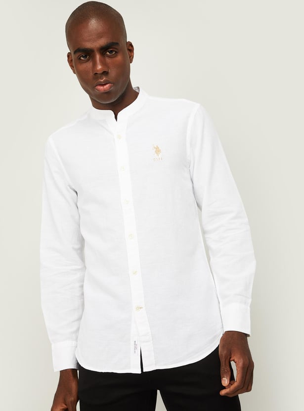Buy U.S. POLO ASSN. Men Solid Band Collar Casual Shirt from U.S.