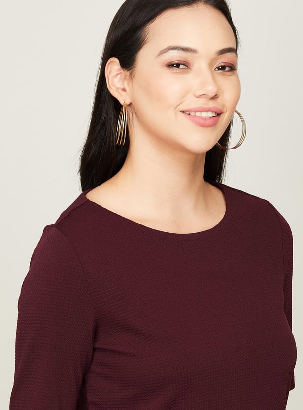 CODE Women Solid Round Neck Top