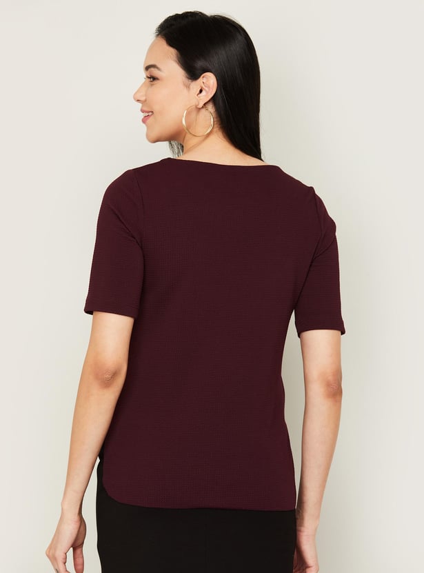 CODE Women Solid Round Neck Top