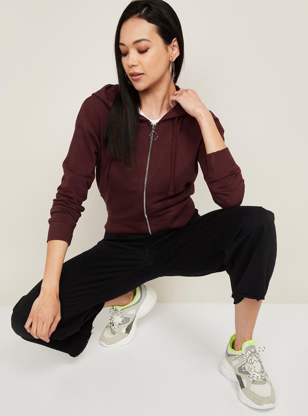 GINGER Women Solid Hooded Sweatshirt