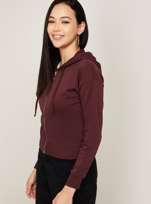 GINGER Women Solid Hooded Sweatshirt