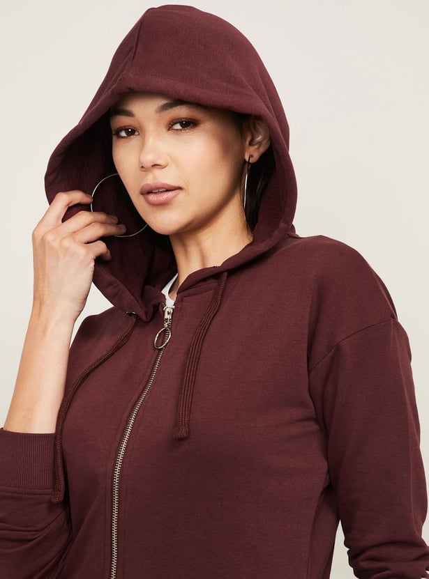 GINGER Women Solid Hooded Sweatshirt