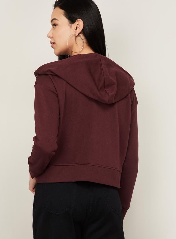 GINGER Women Solid Hooded Sweatshirt