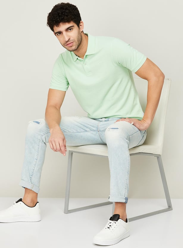FAME FOREVER Men Solid Regular Fit Polo T-shirt
