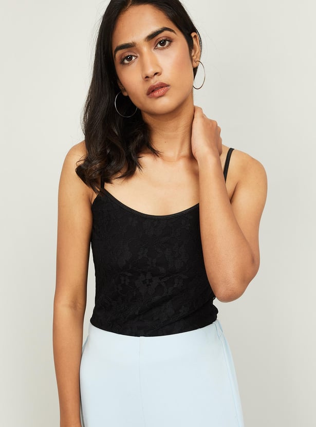 CODE Women Embroidered Spaghetti Top