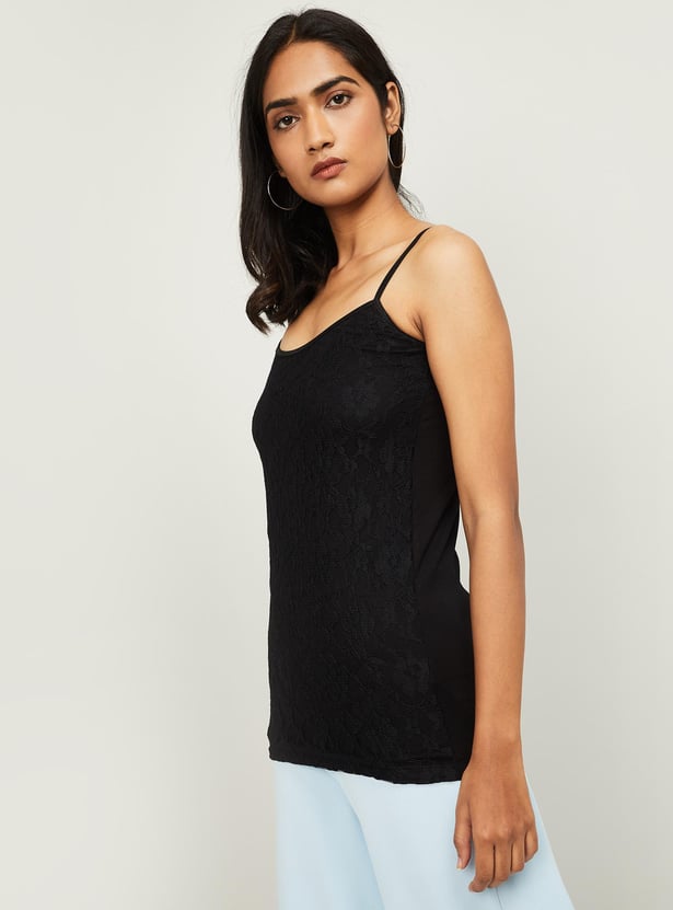 CODE Women Embroidered Spaghetti Top