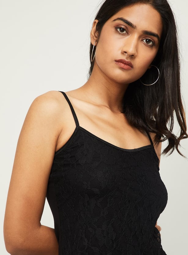 CODE Women Embroidered Spaghetti Top