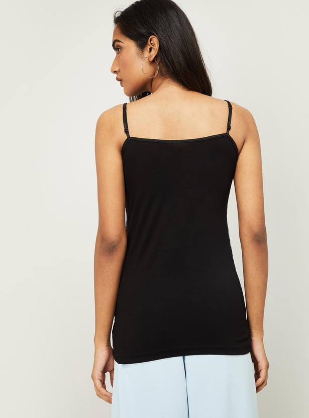 CODE Women Embroidered Spaghetti Top