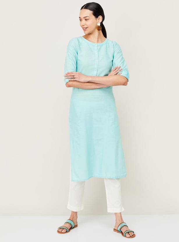 W Women Solid Straight Kurta