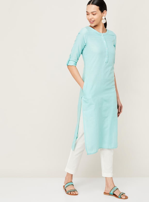 W Women Solid Straight Kurta