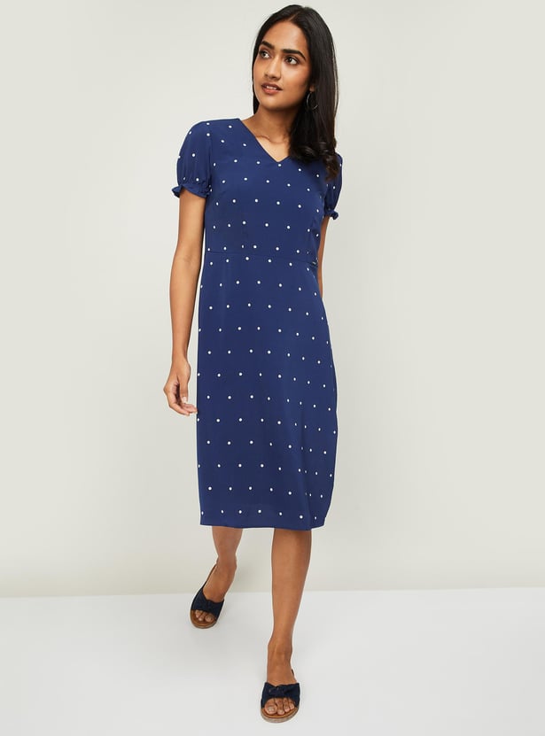ALLEN SOLLY Women Polka Dot Print Shift Dress