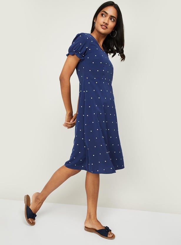 ALLEN SOLLY Women Polka Dot Print Shift Dress