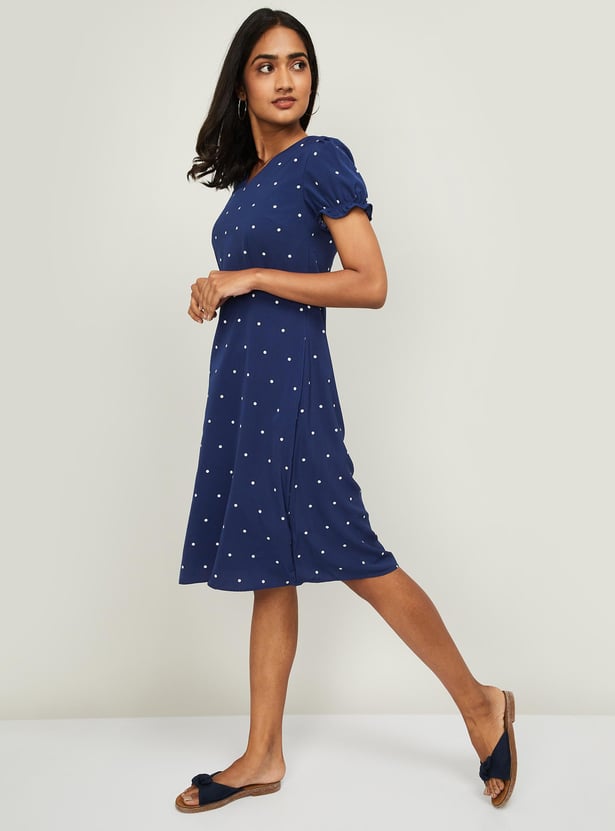 ALLEN SOLLY Women Polka Dot Print Shift Dress