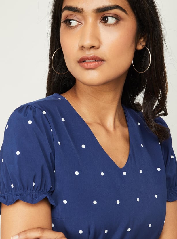 ALLEN SOLLY Women Polka Dot Print Shift Dress