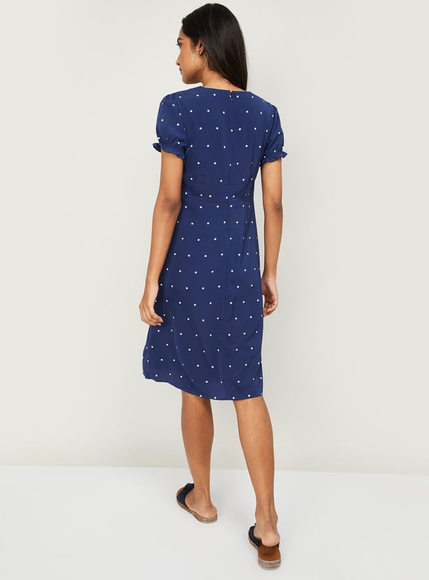 ALLEN SOLLY Women Polka Dot Print Shift Dress