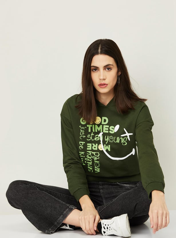 Buy SmileyWorld Women Printed Hooded Sweatshirt from SmileyWorld