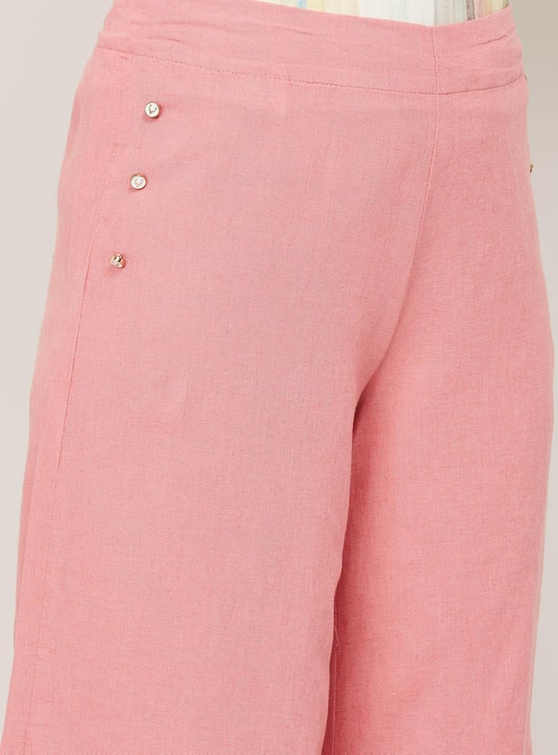 ALLEN SOLLY Women Solid Flared Crop Pants