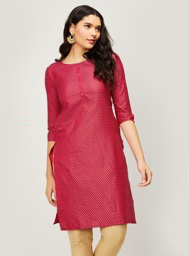 SPAN Women Printed Woven Straight Kurta