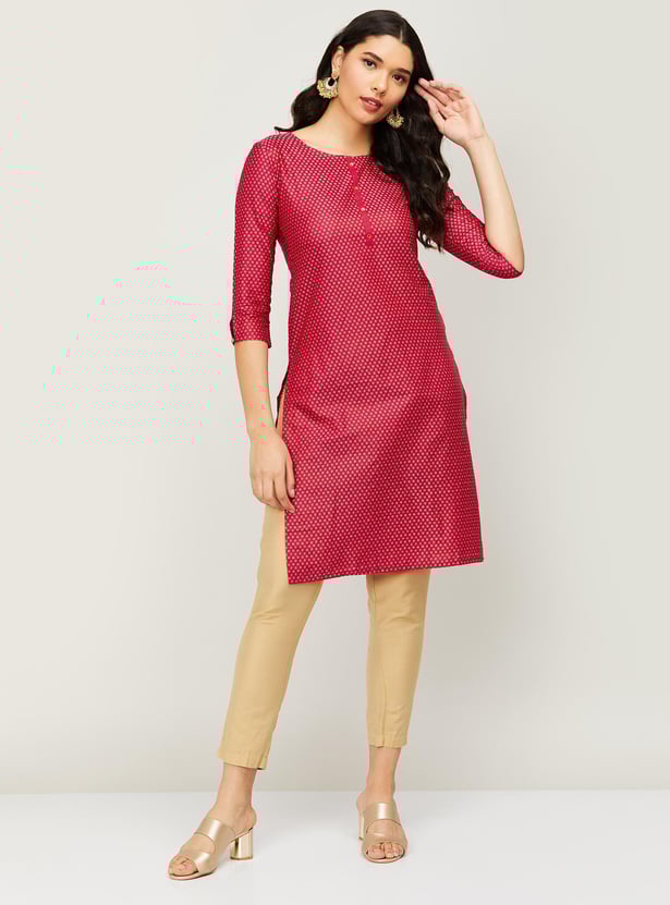 SPAN Women Printed Woven Straight Kurta