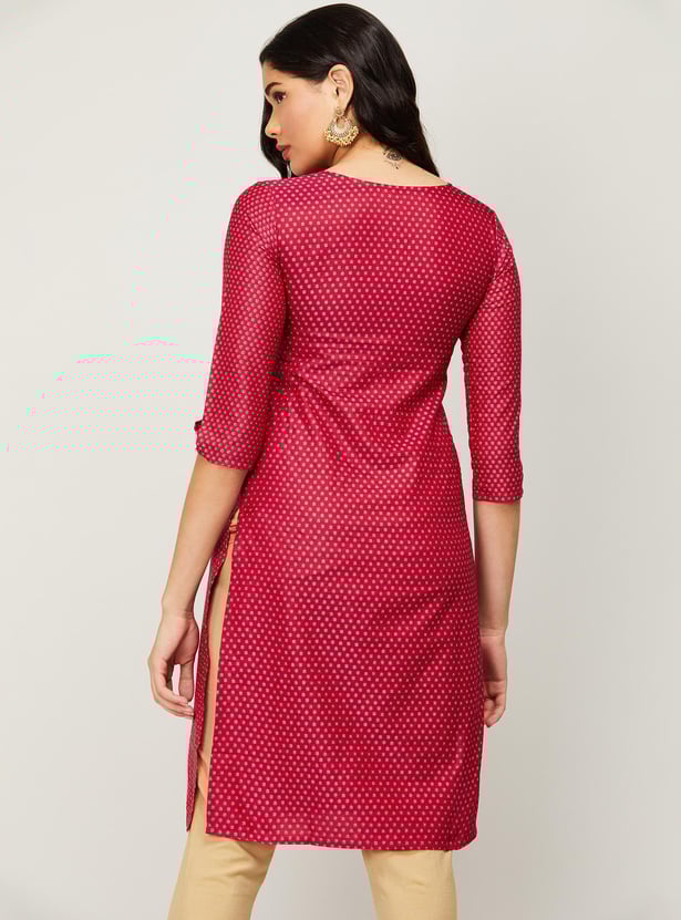 SPAN Women Printed Woven Straight Kurta