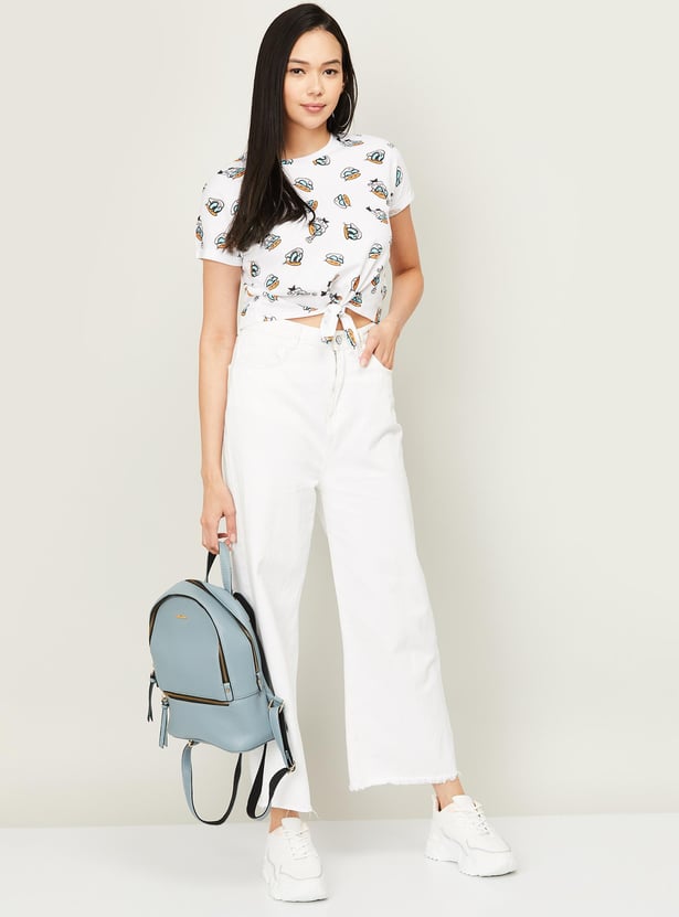 GINGER Women Character Printed Crop T-shirt