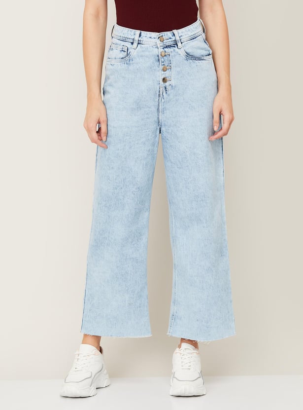 FAME FOREVER Women Light Washed Flared Jeans