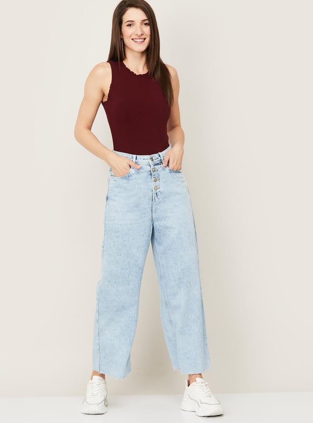 FAME FOREVER Women Light Washed Flared Jeans