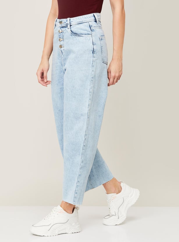 FAME FOREVER Women Light Washed Flared Jeans