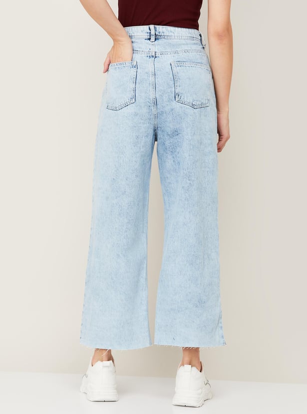 FAME FOREVER Women Light Washed Flared Jeans