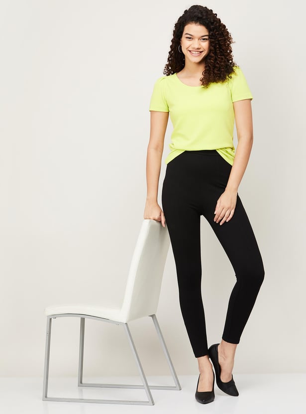 CODE Women Solid Round Neck T-shirt