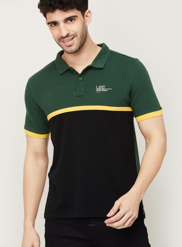 Buy LEE Men Colourblock Regular Fit Polo T-shirt from Lee at just