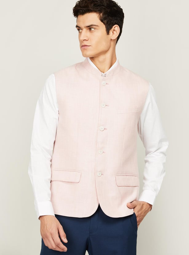 Buy CODE Men Textured Ethnic Nehru Waistcoat from CODE at just INR